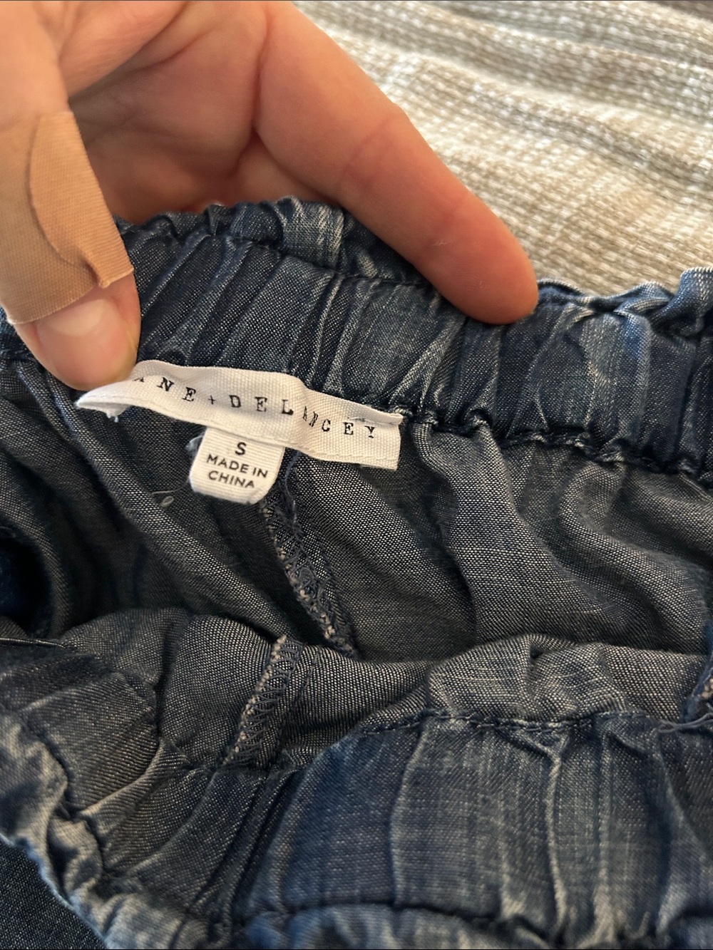 Casual Drawstring Chambray Jogger Pants - Blue - Picture 3 of 5